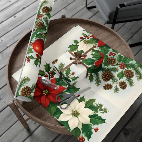 Festive Gift Wrap Papers - Christmas, Holiday, Wrapping Paper, Seasonal Decor, Eco-Friendly Gift Wrapping