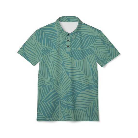 Tropical Leaf Polo Shirt, Eco-Friendly Casual Wear, Summer Party Shirt, Outdoor Adventure Top