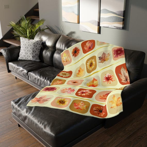 Autumn Floral Microfiber Blanket, Cozy Throw for Home Decor, Perfect for Fall, Gifts for Her, Seasonal Accent Piece