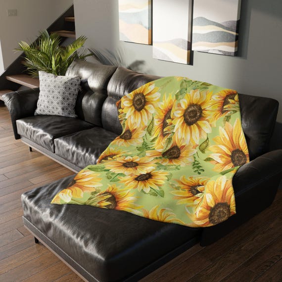Sunflower Velveteen Microfiber Blanket, Cozy & Soft, Perfect for Home Decor