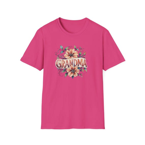 Grandma Floral Softstyle T-Shirt, Gift for Grandma, Mother's Day Tee, Floral Print Shirt, Family Love Apparel