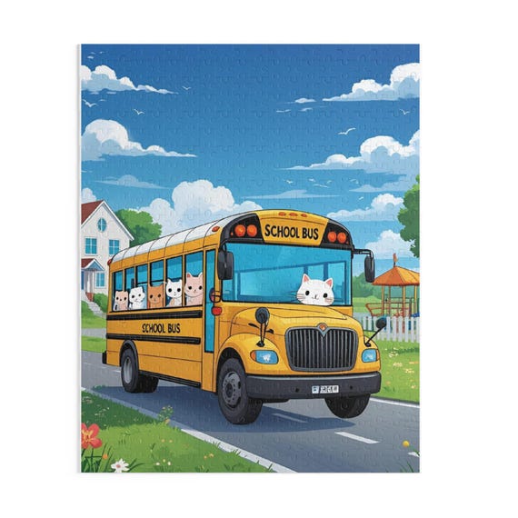 School Bus Puzzle for Kids, 120/252/500-Piece Variants