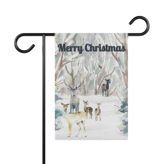 Christmas Deer Garden Banner, Festive Yard Decor, Holiday Home Accent, Winter Wildlife Sign, Outdoor Christmas Decoration