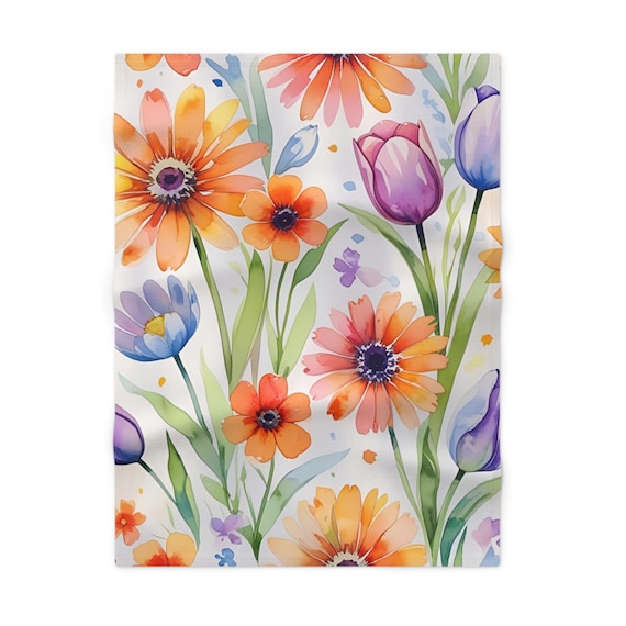 Soft Floral Fleece Baby Blanket | Cozy Nursery Gift, Newborn Blanket, Floral Baby Shower, Infant Bedding, Floral Nursery Decor