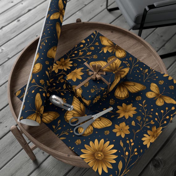Elegant Butterfly and Floral Gift Wrap Papers, Butterfly Wrapping Paper, Birthday, Wedding, Gift Packaging, Eco-Friendly Gift Wrap