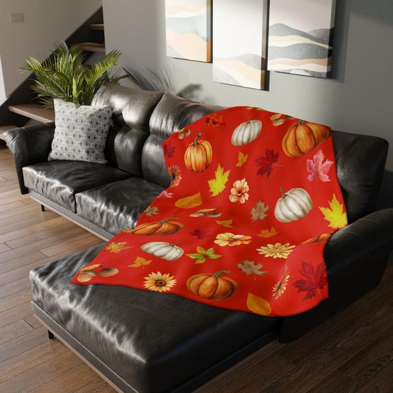 Fall Harvest Velveteen Microfiber Blanket, Cozy Fall Decor, Pumpkin Themed Blanket, Autumn Home Accent, Two-Sided Print Blanket, [...]