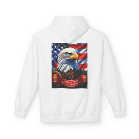 Patriotic Eagle Fleece Hoodie - Unisex Apparel for Veterans, Memorial Day, Independence Day, Gifts for Him, Spirit Wear