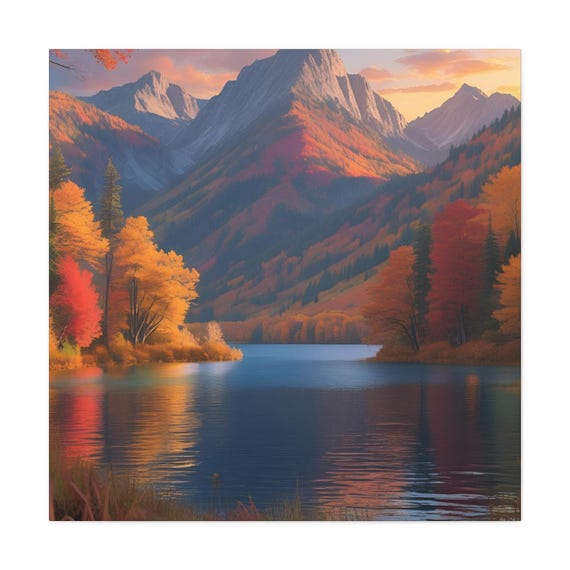 Autumn Serenity Canvas, Fall Landscape Wall Art, Home Decor Print, Cozy Living Room Accent, Nature Lover Gift, Seasonal Artwork