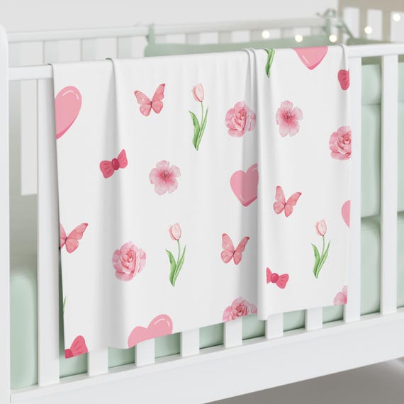 Floral Butterfly Baby Swaddle Blanket, Soft Infant Swaddle, Newborn Sleep Wrap, Baby Gift, Cute Nursery Decor
