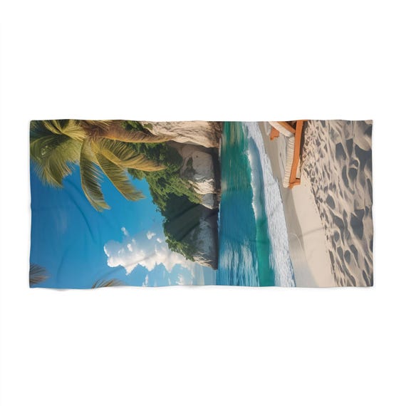 Tropical Paradise Beach Towel | Summer Vibes, Poolside Relaxation, Vacation Essential, Gift for Beach Lovers, Outdoor Adventure
