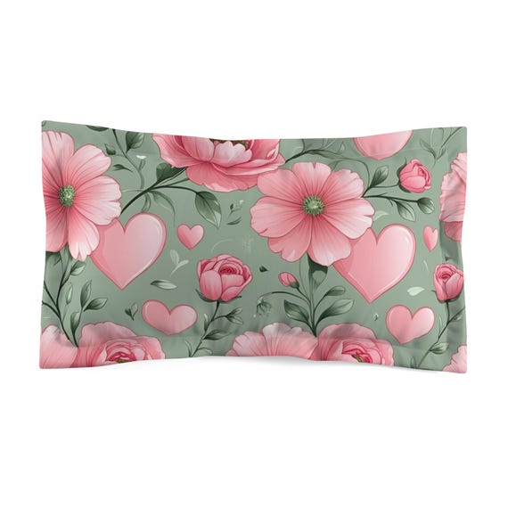 Floral Heart Microfiber Pillow Sham