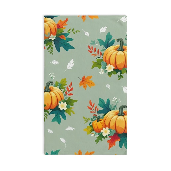 Autumn Pumpkin Hand Towel - Cozy Kitchen Decor, Seasonal Gift, Thanksgiving Home Accent, Floral Towel for Fall, Harvest Decor
