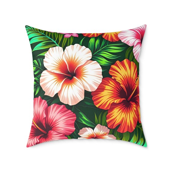 Tropical Floral Pillow, Home Decor, Accent Cushion