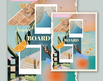 vision board digital kit, summer vision board, customizable vision board, mood board, summer mood board, vision board template, collage kit