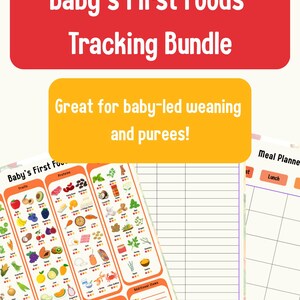 Baby First Foods Tracker/Printable Digital/New Parents/BLW Guide/Baby Nutrition Solids/Customizable/Baby Food Purees/Baby Led Weaning
