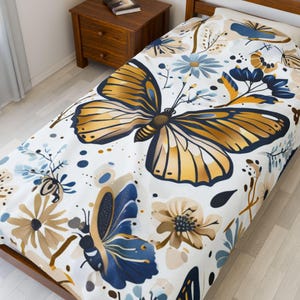 Schmetterling Floral Samt Plüschdecke, gemütliche Decke, Wohnkultur, Geschenk für sie, Kinderzimmer Dekor, Frühlingsdecke