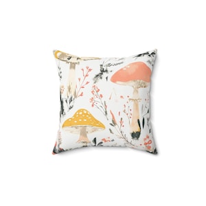 Whimsical Mushroom Decorative Pillow, Cozy Home Accent, Boho Decor, Gift for Nature Lovers, Fall Decor, Eco-friendly Cushion