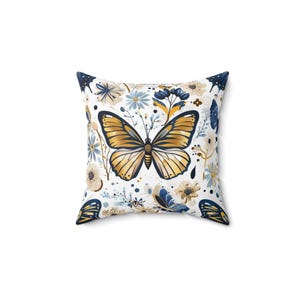 Butterfly Floral Throw Pillow, Cozy Home Decor, Butterfly Accent Cushion, Nature Lover Gift, Spring Home Accents, Soft Decorative Pillow