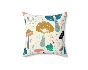 Boho Mushroom Pillow: Nature-Themed Home Decor Cushion