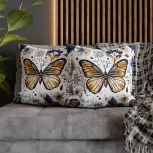 Butterfly Floral Pillowcase, Cozy Home Decor, Gift for Nature Lovers, Spring Decoration, Floral Cushion Cover