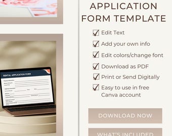 Rental Application Template | Editable Tenant Application Form | Landlord Printable PDF | Instant Download
