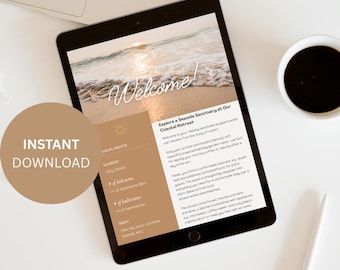 Editable Airbnb Welcome Book Template | Vacation Rental Guest Guide | Beach House Welcome Packet | Rental Property Binder | Printable PDF