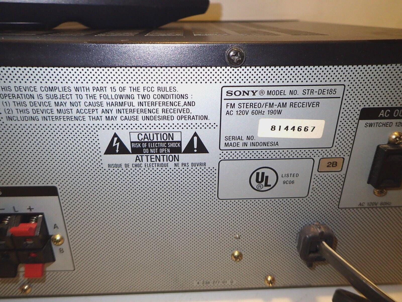 Str De185 Sony STR-DE185 AV Control Center Am/fm 2-channel Stereo Receiver W ...