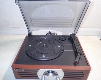 Jensen JTA-222 Record Player 3-Speed Stereo Turntable with Am/Fm Radio Tested