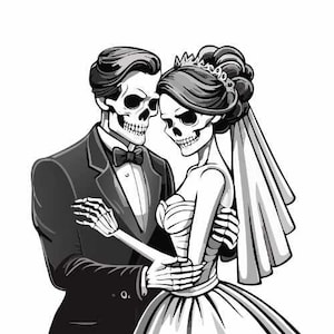 Gothic Wedding Invitation Bundle – Editable Templates or Personalised – Skeleton Save the Date, RSVP, Menu & More