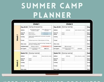 2026 Summer Camp Planner/Organization Spreadsheet