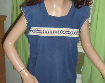 70s Flutter Sleeve Hippie Babydoll Top LARGE