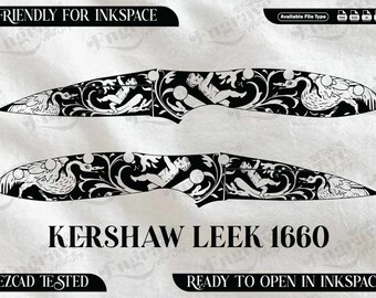 kershaw Leek 1660 Scrolling design,lasercut,laserengraving,fiberlaser,engravingfiles