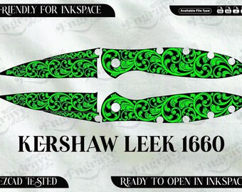 kershaw Leek 1660 Scrolling design,lasercut,laserengraving,fiberlaser,engravingfiles