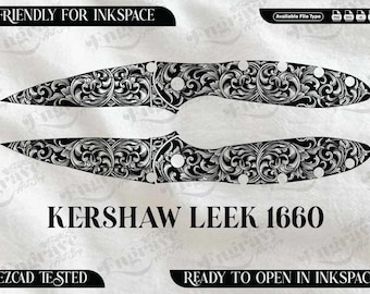 kershaw Leek 1660 Scrolling design,lasercut,laserengraving,fiberlaser,engravingfiles