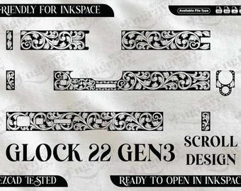Glock 22 Gen3 Scroll Design,lasercut,laserengraving,fiberlaser,engravingfiles