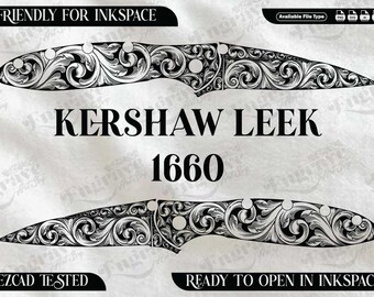 kershaw Leek 1660 Scrolling design,lasercut,laserengraving,fiberlaser,engravingfiles