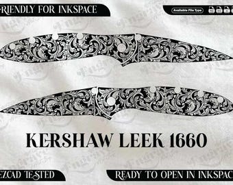 kershaw Leek 1660 Scrolling design,lasercut,laserengraving,fiberlaser,engravingfiles