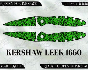 kershaw Leek 1660 Scrolling design,lasercut,laserengraving,fiberlaser,engravingfiles