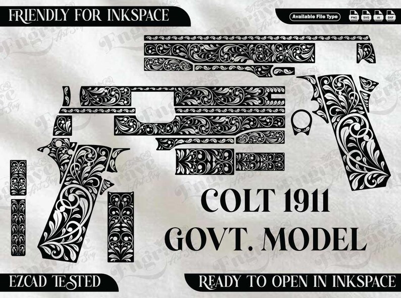 Colt Graphics COLT 1911 GOVERNMENT MODEL Design,lasercut,laserengraving,fiberlaser ...