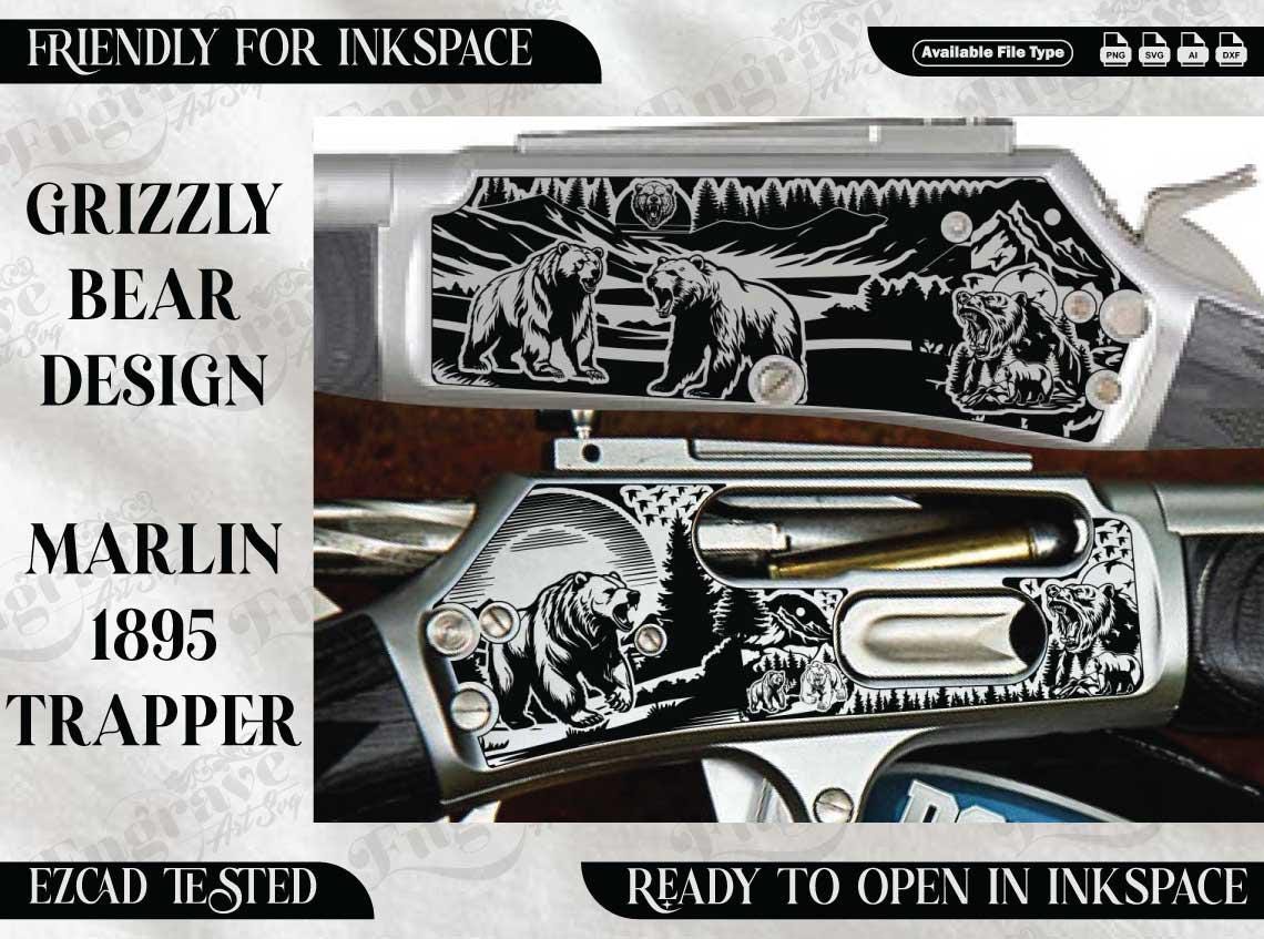 ビンテージ　シロクマ　エスキモー　ネイティブアメリカン　ハンドクラフト　彫刻 Marlin 1895 Trapper 45-70 Bear Design,lasercut,laserengraving