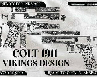 COLT 1911 Vikings Design,lasercut,laserengraving,fiberlaser,engravingfiles