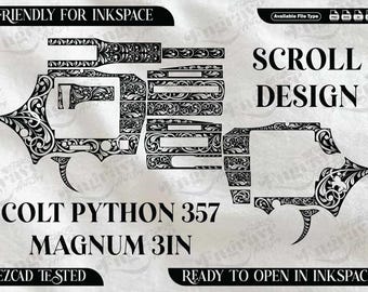 Colt Python 357 magnum 3 im Design mit Blätterrankendesign,