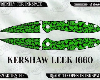 kershaw Leek 1660 Scrolling design,lasercut,laserengraving,fiberlaser,engravingfiles