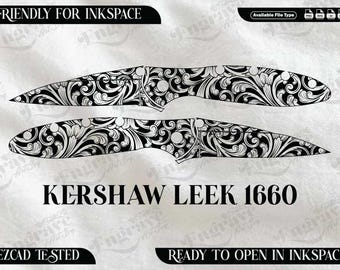 kershaw Leek 1660 Scrolling design,lasercut,laserengraving,fiberlaser,engravingfiles