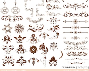 Decorative Elements SVG Bundle, Decorative Art Bundle, Ornaments Svg, Flourish Svg, Text Divider svg, Dividers Borders svg, Swirl Clipart