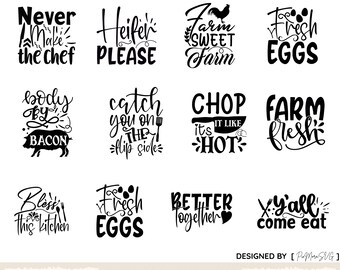 Kitchen Bathroom Home SVG Bundle, Funny Kitchen Quotes Svg Cut Files, Kitchen Monogram, Bathroom Monogram, Kitchen Elements, Cooking SVG