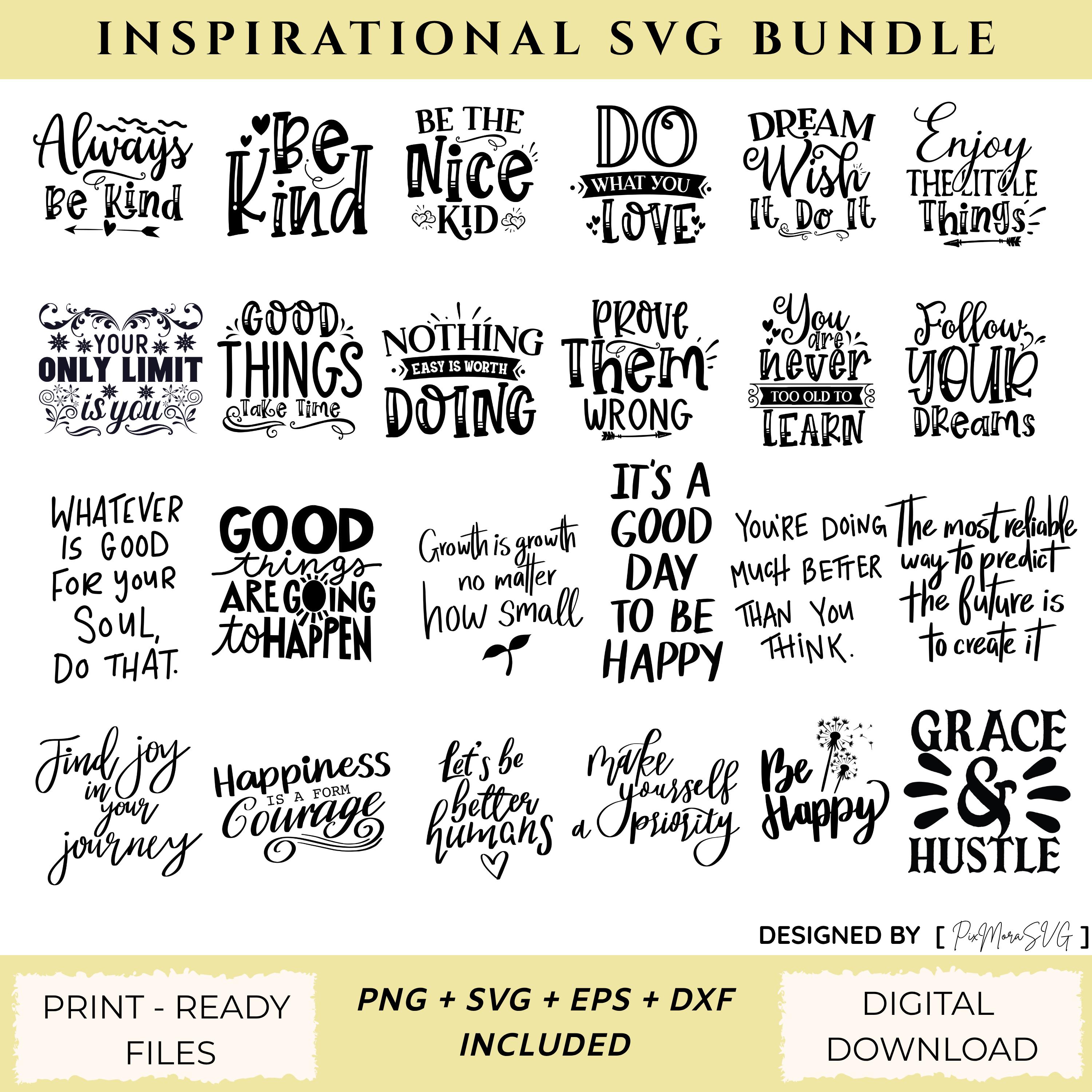 100+ Motivational Positive Quotes SVG PNG DXF eps Bundle for Cricut, Daily Inspirational Teamwork Quotes for Work Stickers Sublimation