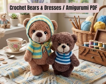 Crochet Bear Pattern PDF, Amigurumi Teddy Toy Tutorial (Digital Download)