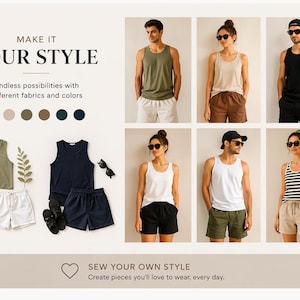 Tank Top and Shorts Sewing Pattern PDF, Summer Loungewear Set, Beginner Friendly Digital Download