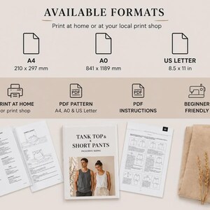 Tank Top and Shorts Sewing Pattern PDF, Summer Loungewear Set, Unisex Pattern, Beginner Friendly, Digital Download